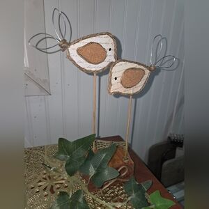 Rustic Bird Decor with Wire Wings 10 In Tall